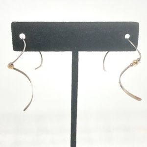 90s Sterling Free Form Swirl Beaded Wire Earrings